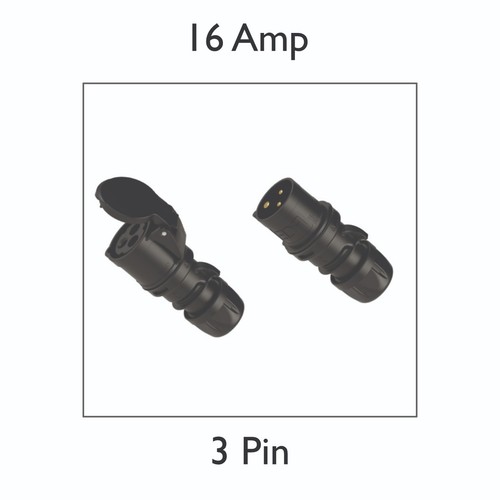 16amp 3pin black - black, socket