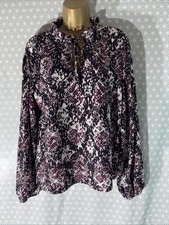 Womens Tu Uk 14 Purple Mix Snakeskin Long Sleeve Casual Stretch Blouse Shirt