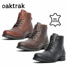 REAL LEATHER  Oaktrak Bates Mens Outdoor Fashion Smart Ankle Military Lace Boots