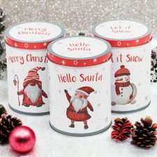 Christmas Santa Jars Decorative Storage Tin Canisters for Tea, Coffee & Cookies