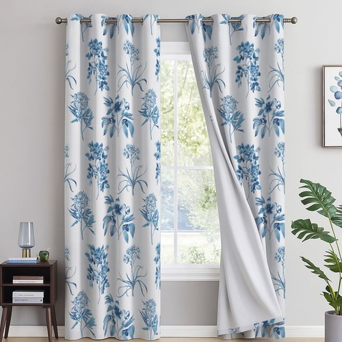 Floral blackout curtains - blackout, pair