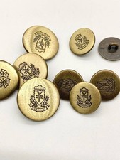 10 Military style METAL buttons in gold 20mm or 15mm Coat of Arms Design