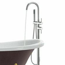 Waterfall Freestanding Bath Tub Filler Mixer Tap with Hand Shower Floor Mounted