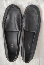 Women's Footglove Black Leather Loafers 5.5 UK EU 38.5 Wide Fit Slip On Shoes