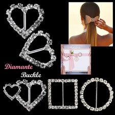 Rhinestone Ribbon Buckle Sliders Heart Round Square Wedding Card Decor Craft