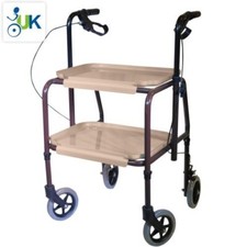Adjustable Mobility Trolley Hand Brakes Walker Indoor Kitchen 4 Wheels 2 Shelves