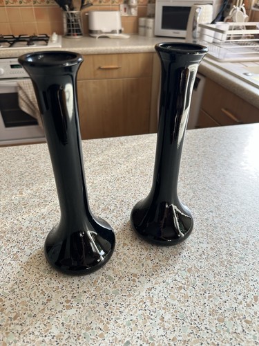 Pair black glass - black, trumpet
