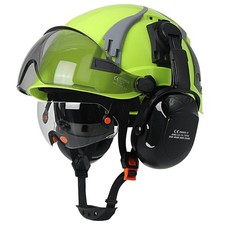 Construction Safety Helmet with Visor Built In Goggle Earmuffs Hard Head Hat Cap