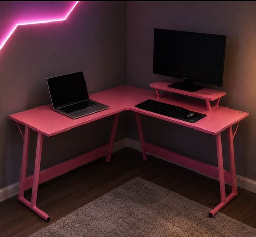Shaped corner desk pink - l-shaped,