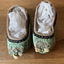 Antique Chinese Silk Embroidered Chinese Small Slippers,shoes