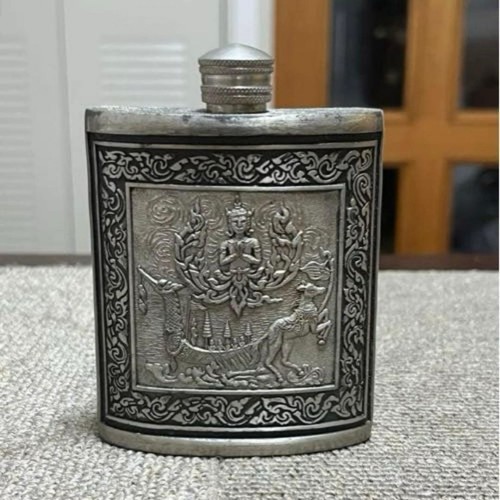Pewter hip flask figural - pewter,