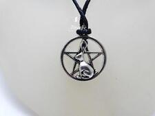 Hare Rabbit on a pentagram necklace, pagan Easter bunny set on a waxed cord
