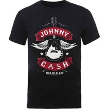 Officially licensed Johnny Cash Winged Guitar Mens Black T Shirt Johnny Cash Tee