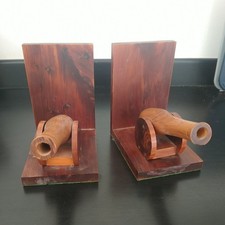 Vintage Wooden Canon Bookends