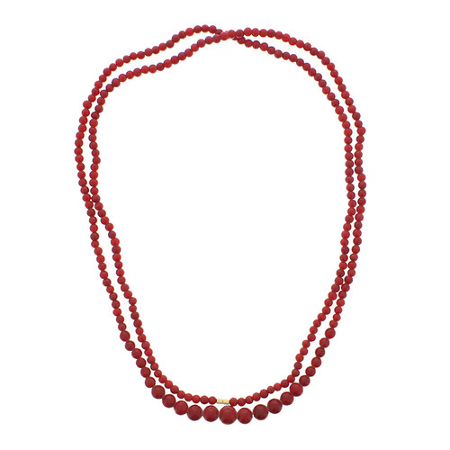 Heavy glass coral bead - glass,