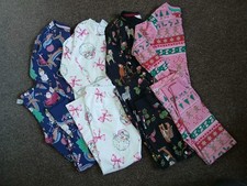 Girls Clothes Bundle 4 pairs christmas girls long sleeve  pjs pyjamas 7-8 Years