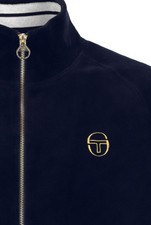 Sergio Tacchini Track Jacket Mens Velour Court Track Top in Maritime Blue