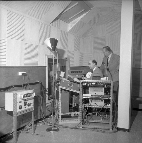 Sound engineer working - , at