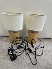 Small Pine Bedside Lamps. Set of 2 Bedside Table Lamps