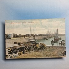 Penzance Postcard 1907 Cornwall The Fish Quay Newlyn Horse Cart Tall Ship