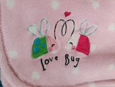 Primark Love Bug Pink Fleece Blanket Early Days Ladybirds Ladybugs Good