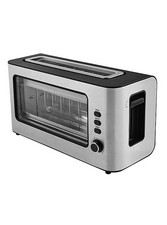Stainless Steel Glass Front 2 Slice Toaster Long Toast Slot 6 Browning Controls