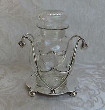 Victorian Cut Glass Ginger Preserve Pickle Jar w Silver Plated Stand c 1900