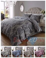 200TC Luxury Damask Printed Duvet Quilt Cover Bedding Set - Various Sizes