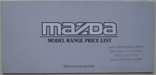 Mazda price list 1986 323 - ,