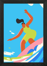 Surfer Girl on Pink Board