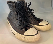 Black Studded Converse with Black Glitter Laces Size 6 GOOD CONDITION