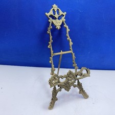 Display Easel Stand Holder Solid Brass Hollywood Regency 10"H Ornate Vintage