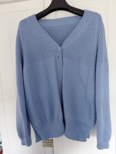 Hand Knitted Women's Cardigan In A Lovely Cornflower Colour, Will Fit A Size 18