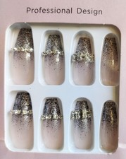 False nails Long Coffin Nude