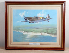 Spitfire World War Two framed wooden picture. Memorabilia. 27cm length