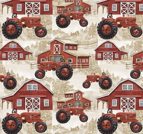 Farm tractors cotton print - cotton,