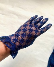 Blue Vintage Lace Gloves size
