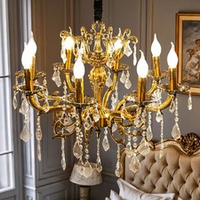 Retro Chandeliers with Crystal Pendant Classic Candle Ceiling Light Indoor Decor