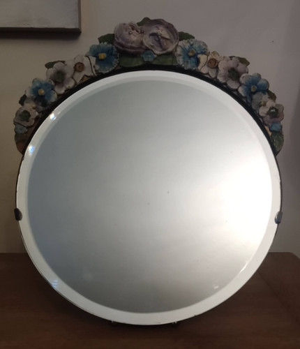 Vintage barbola round mirror - round,