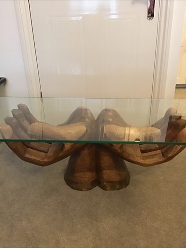 Wooden hands coffee table - wooden,