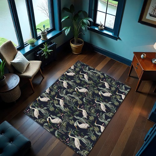 Stork and plants rug soft - plants, non