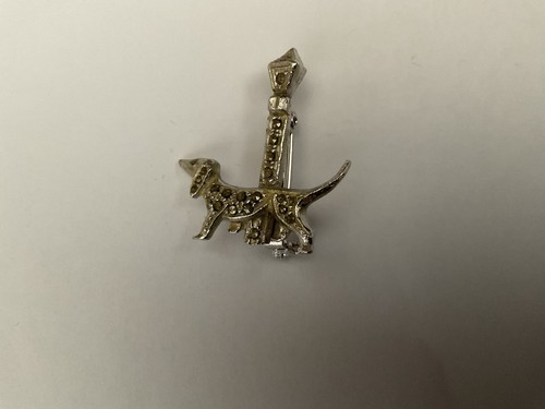 Vintage 1940 50s marcasite - marcasite, dog