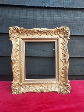 Gilded gesso picture/painting frame, Rococo style scrolls, 20C