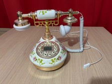 Vintage Retro Imitation Antique Round-Based Ceramic Phone with Pink Roses
