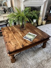 LARGE HARDWOOD INDONESIAN COFFEE TABLE. RUSTIC.