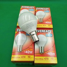 4x Eveready LED 5.2w =40w SBC Energy Saving Golf Ball Bulbs Warm White
