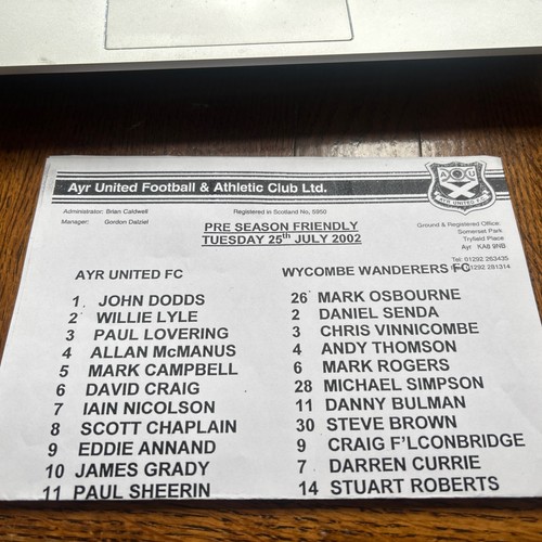 Ayr united wycombe pre - united,