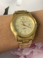 Marcel Drucker Watch Men 38mm Gold Tone Signature Day 21-209 10 ATM Steel 