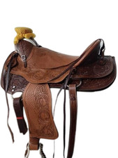 Premium Leather Wade Western Roping Ranch Tack Saddle Set 15".