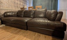 Retro 3-4 Seater Sofa – Dark Brown Faux Leather – Curved Design – DN15 Pickup